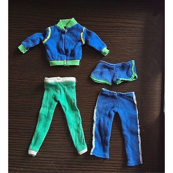Vintage 1980s Barbie Ken? Clone Mod? Fashion Doll Clothes 4pc Lot Sweats Workout - Picture 4 of 16